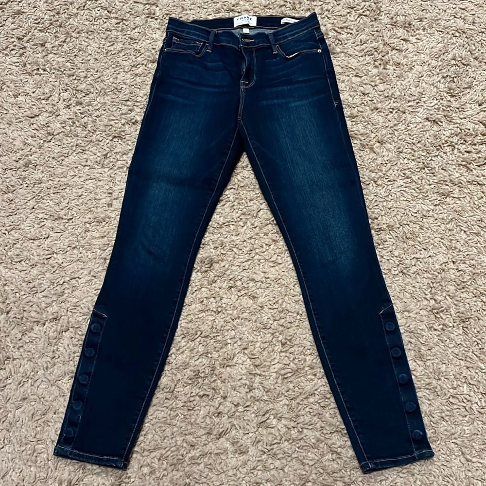 Frame Denim le Skinny de Jeanne 26 Women's Denim Jeans Snap Ankle Detail
